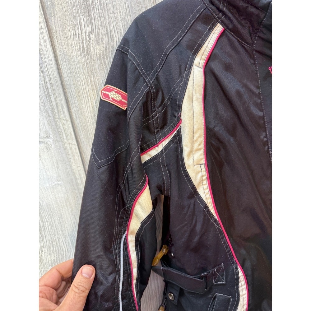 Castle Rizer Womens XL Motorcycle Jacket Black Pink Racing Textile Padded Liner - Picture 14 of 16
